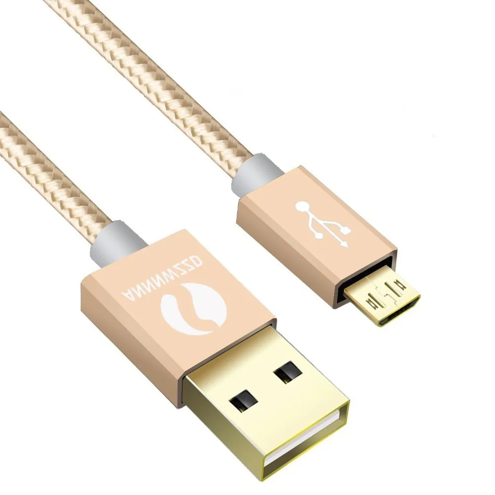 GOLD Micro USB кабель 2.4A нейлон Быстрая зарядка USB кабель для передачи данных 1 м 2 м для samsung Xiaomi LG планшет Android мобильный телефон usb зарядный шнур - Цвет: GOLD