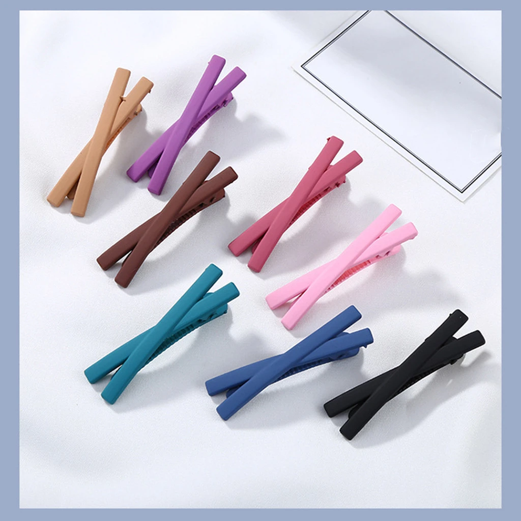 Girls Woman Barrettes Hair Clips Cross Side Candy Color Frosted Clip Liu Hai Clip Frosted Hairpin Children Accessorie 830