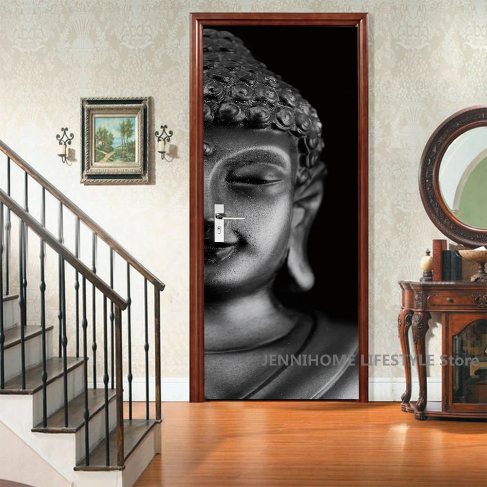 Adesivo Murale 3D Per Porte Interne - Effetto Paesaggio Forestale Verde - Poster Adesivo In PVC Impermeabile Per Camera Da Letto