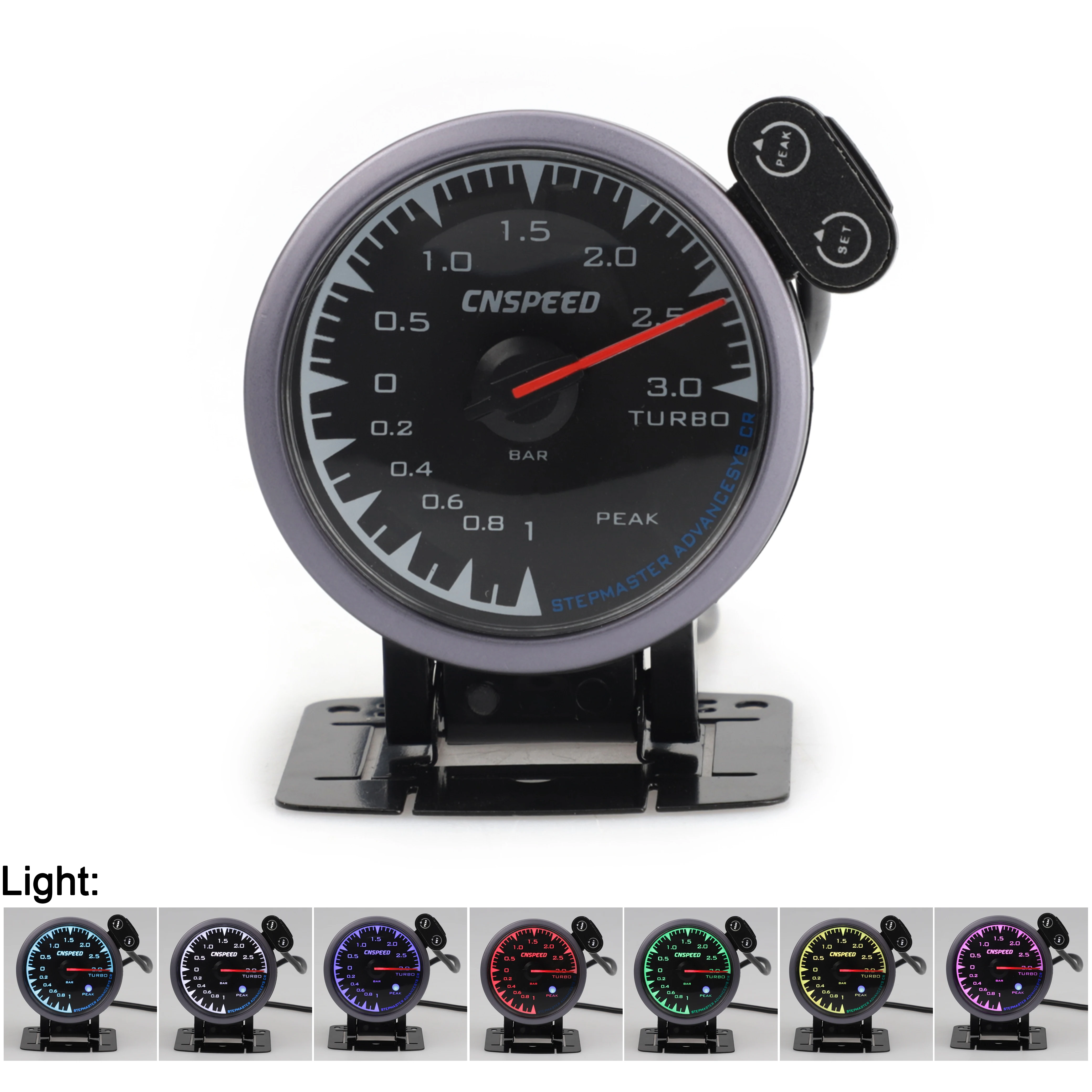 CNSPEED 60 мм 0~ 3 бар 7 цветов светодиодный 12 в бар турбо Boost Gauge метр сенсор POD универсальный для автомобиля Honda Boost Turbo автомобильный измерительный прибор