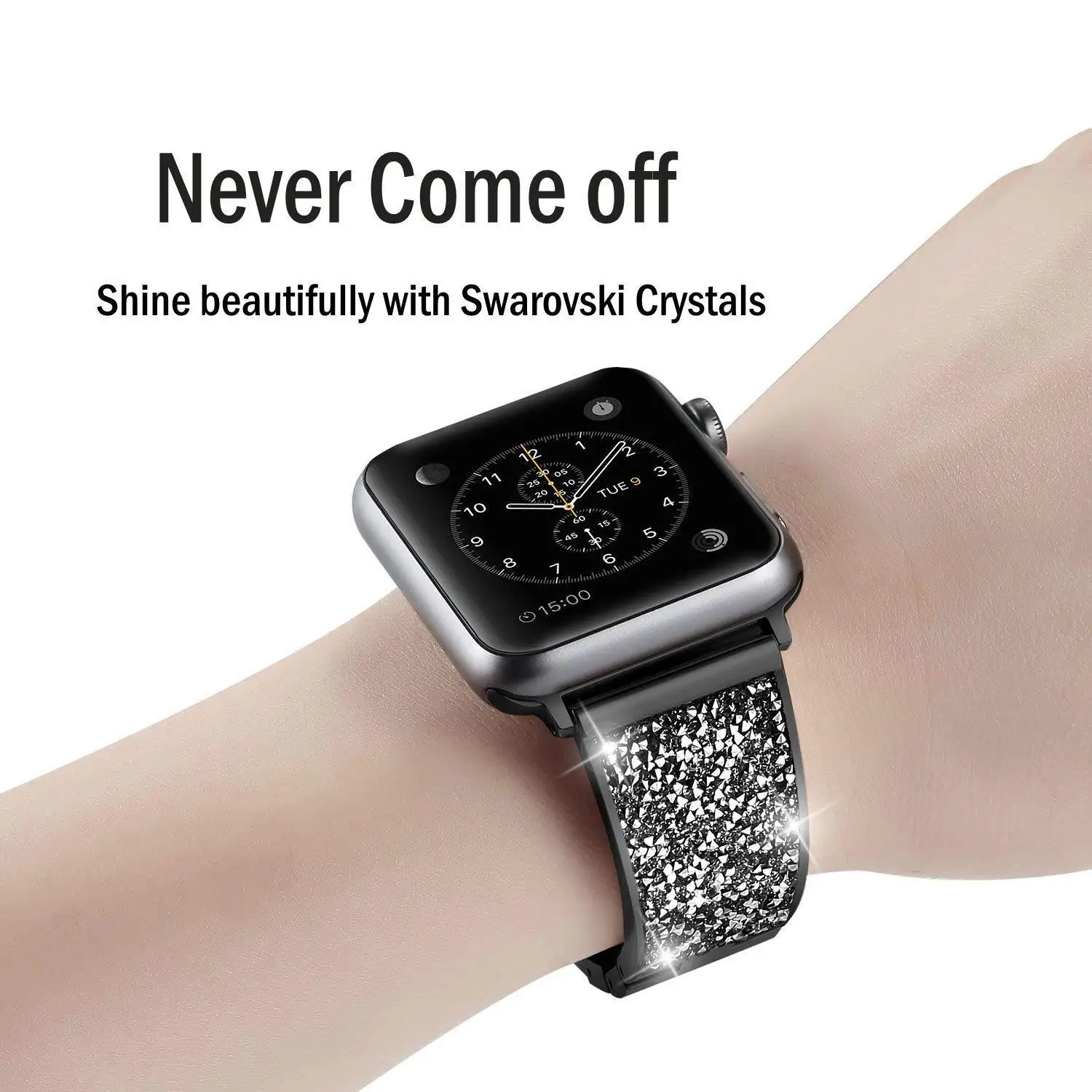 Роскошный женский браслет ремешок для часов для Apple Watch 42 мм/38 мм серия 3 2 1 Алмазный металлический ремешок для Apple Watch 4 5 40 мм 44 мм