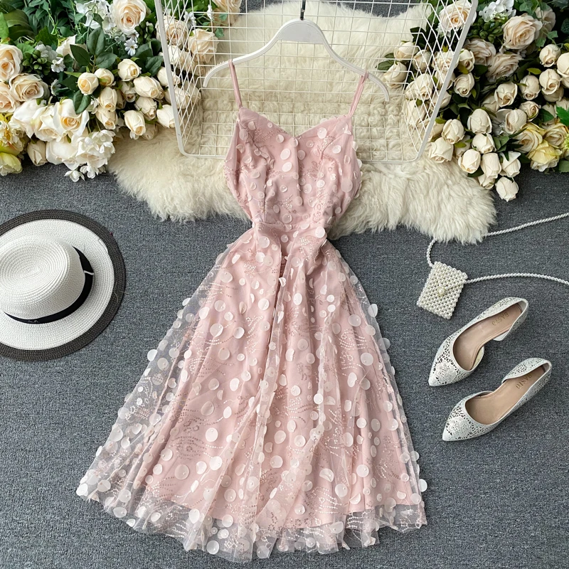 

Spring 2020 Fairy Dress Long Super Fairy Dress Open Back Closed High Waist Thin Thin Heavy Embroidery Sequin Dress