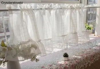 

Korean Short Curtains for Kitchen White Yarn Half Curtain for Cafe Sweet Lace Window Valance Coffee Panel Drape Small Blinds