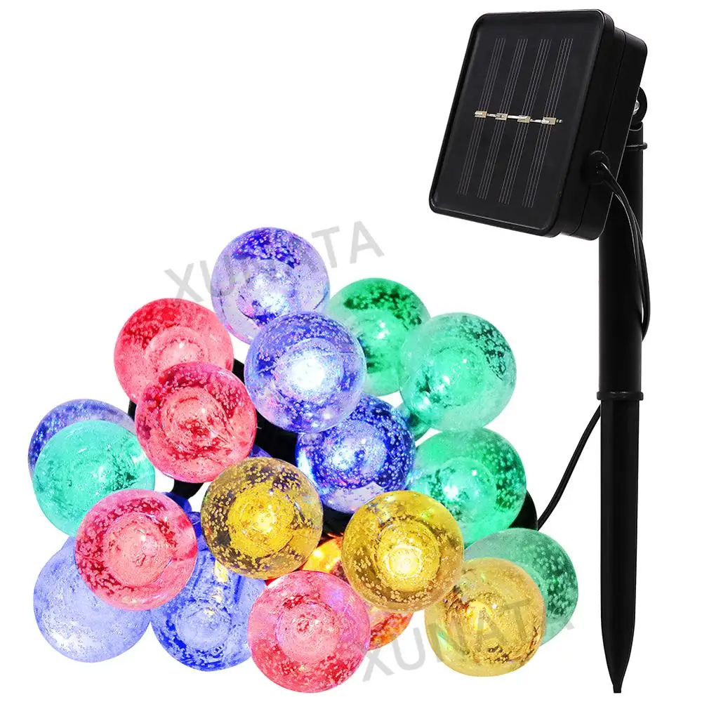 20LED 50LED 100LED строки солнечный светильник с хрустальным шаром Водонепроницаемый Солнечная Фея светильник ing Рождественский светильник для дома и сада праздничного декора - Испускаемый цвет: changeable