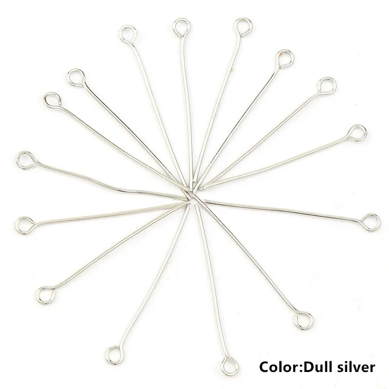 200 Pcs Silver & Gold Plated Eye Pin Head Pins Findings 20 22 24 26 28 30 32 mm 