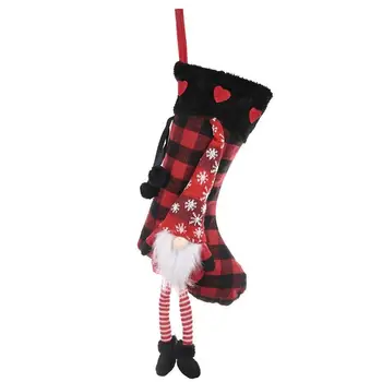 

Santa Stocking Sock Candy Bags Christmas Tree Ornamets Pendants Linen Gift Bag For Children Fireplace Hanging Decor Party