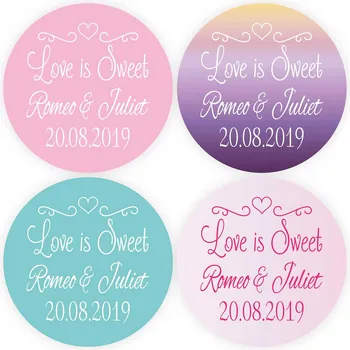 

DouxArt 100 Pieces Love is Sweet Personalized Stickers Seals, 4cm Wedding Party Baptism Communion Decoration Package Labels