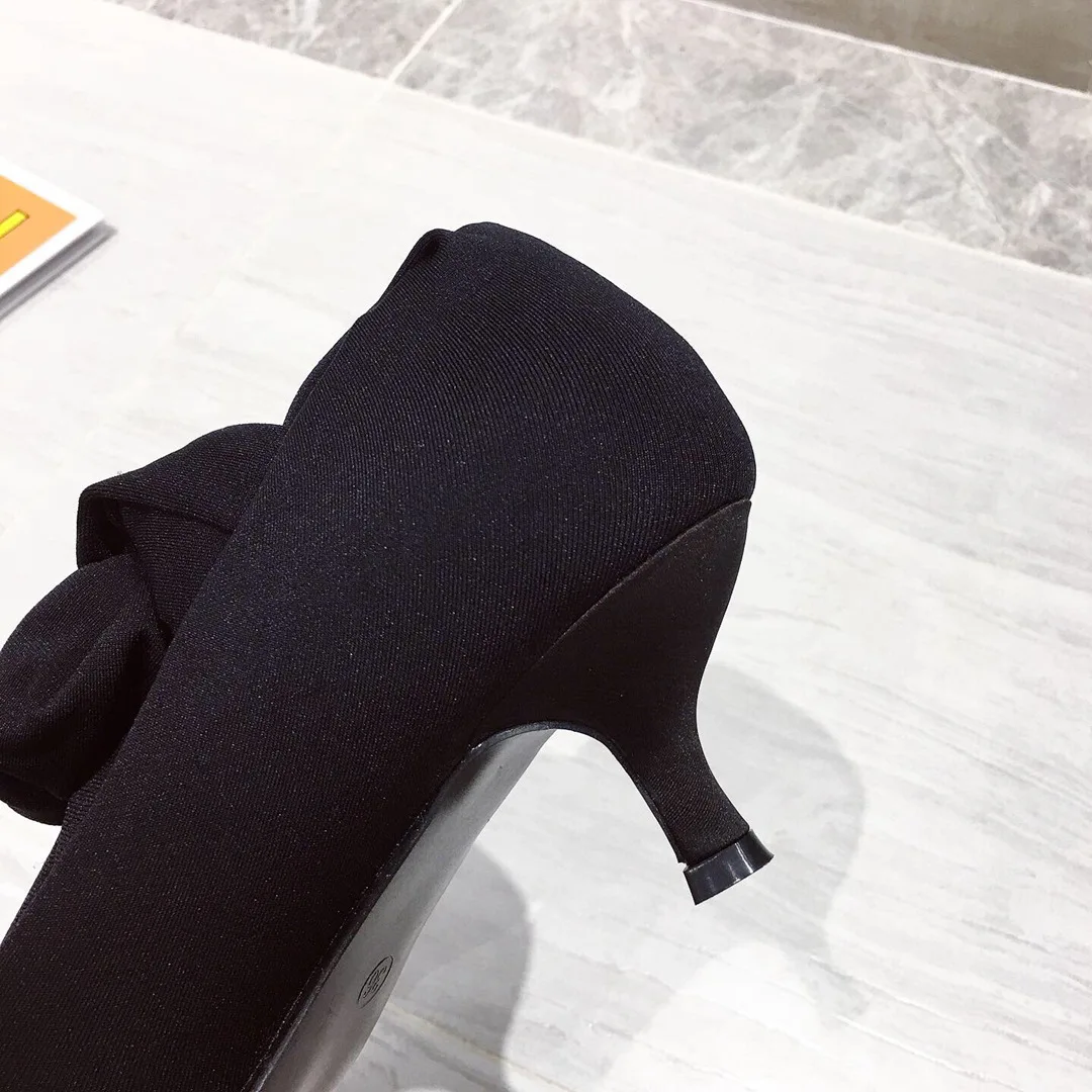 HOKSZVY Women Sexy Knee High Boots Pointed High Heels Elastic Knee-length Boots Silk Socks Boots CWF-V100