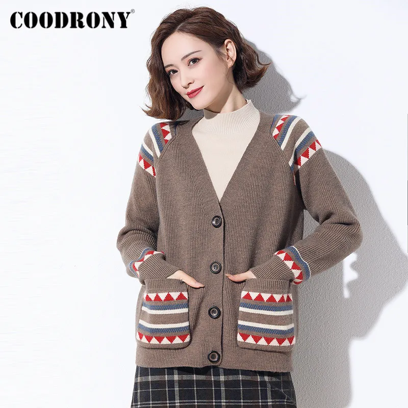 COODRONY Brand Korean Style Casual Warm Cardigans Female 2020 Autumn Winter Streetwear Fashion Pockets Slim Sweaters Women W1085