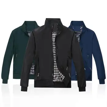 

Autumn Winter Fashion Stand Collar Jacket Men Sliming And Fit Zipper Long Sleeve Coat Men's stand-up collar zipper cotton suit