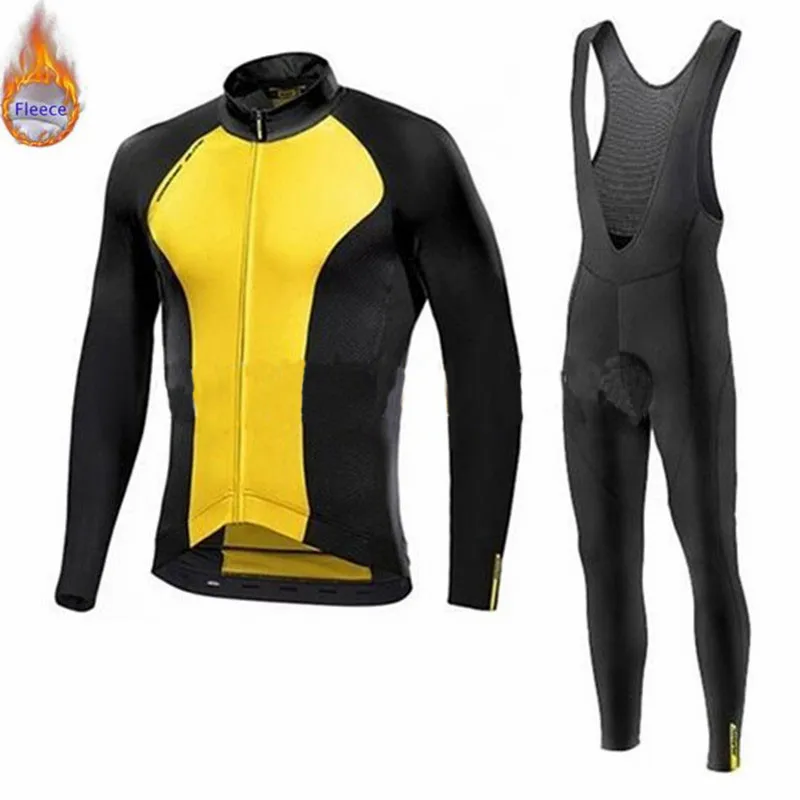 Pro Team MAVIC Зимняя Теплая Флисовая велосипедная одежда, мужская новая трикотажная одежда, костюм для езды на велосипеде, MTB Одежда, комбинезон, комплекты - Цвет: 1