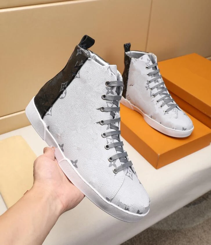 

New style Top quality man brand Fashion Monogram Eclipse Genuine leather Casual Shoes high help lace-up sneakers size38-45
