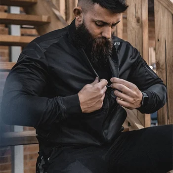 

Men's coat cardigan blazer zipper gyms top Spring Autumn Men Fitness casual Fashion zipper jacket Brand tops