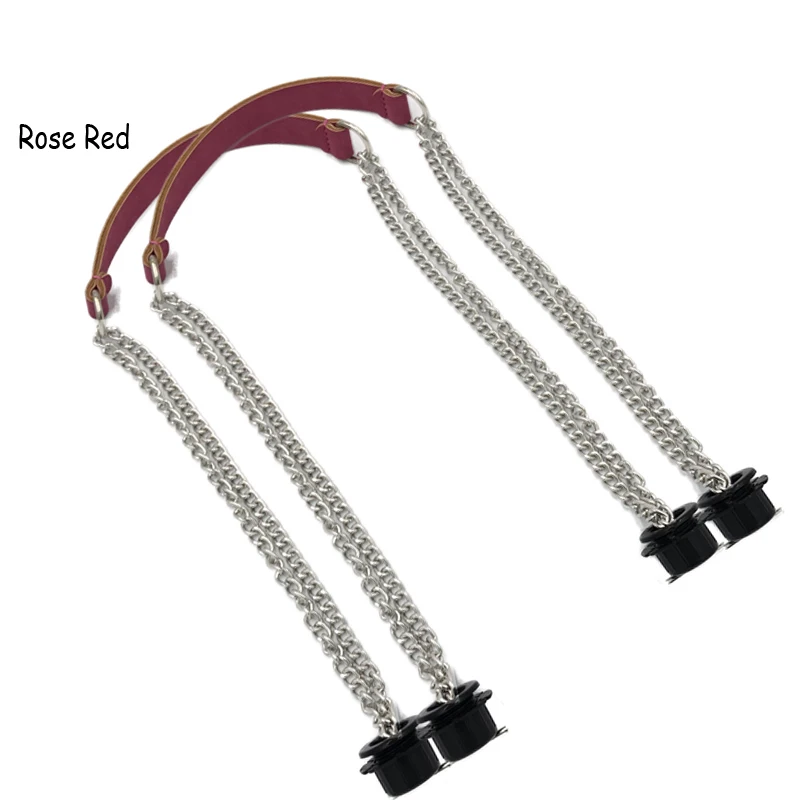 1 Pair Superfiber Leather Flat Handles  Handle Double Metal Chain for O Bag for EVA Obag Women Bag accessories 