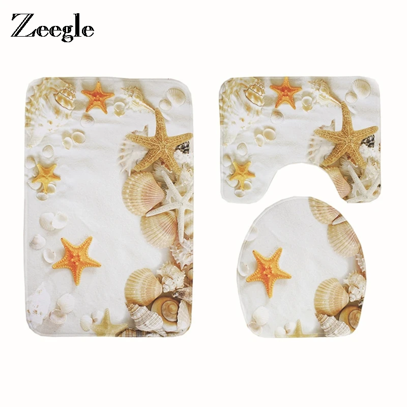 Zeegle Bathroom Carpet 3Pcs Bath Mat Set Non-slip Bathroom Carpet Bath Rug Absorbent Bathroom Floor Mat Bathroom Rug