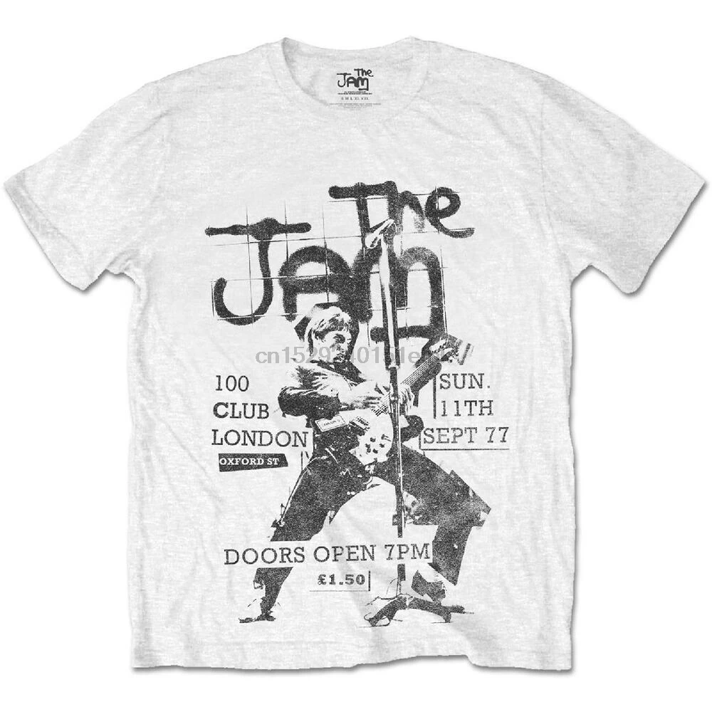 The Jam Live at 100 Club 77-Футболка-Официальный мод Merch Paul Weller | Мужская одежда