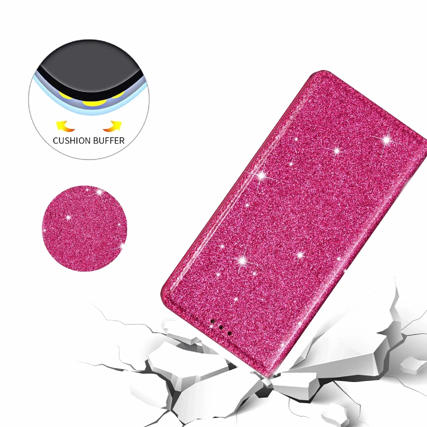 Custodia a portafoglio lucida con glitter per iPhone 12 11 Pro Max 12 Mini X XS Max XR 8 7 6 6s Plus, custodia protettiva lucida a portafoglio Coqu_voghion.com
