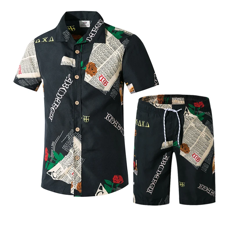 2020 New Men Street Wear Workout Sets Summer Men's Board Shorts Surf Shirts Male Print Floral Beach Wear Swimming Shorts 5XL 2020 New Men Street Wear Workout Sets Summer Men's Board Shorts Surf Shirts Male Print Floral Beach Wear Swimming Shorts 5XL