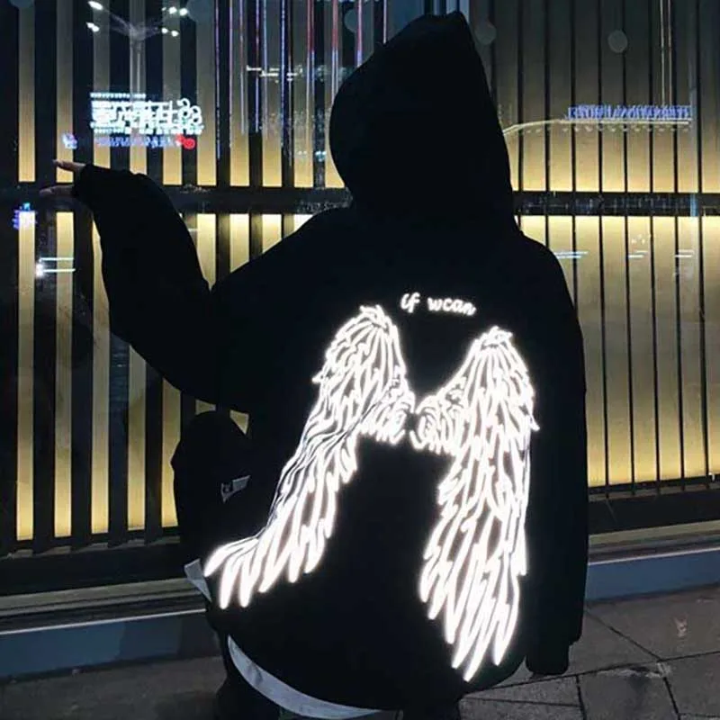  NiceMix The Angel Wings On Your Back Printed Street Style Thick Unisex Hoodies Winter Warm Pullover