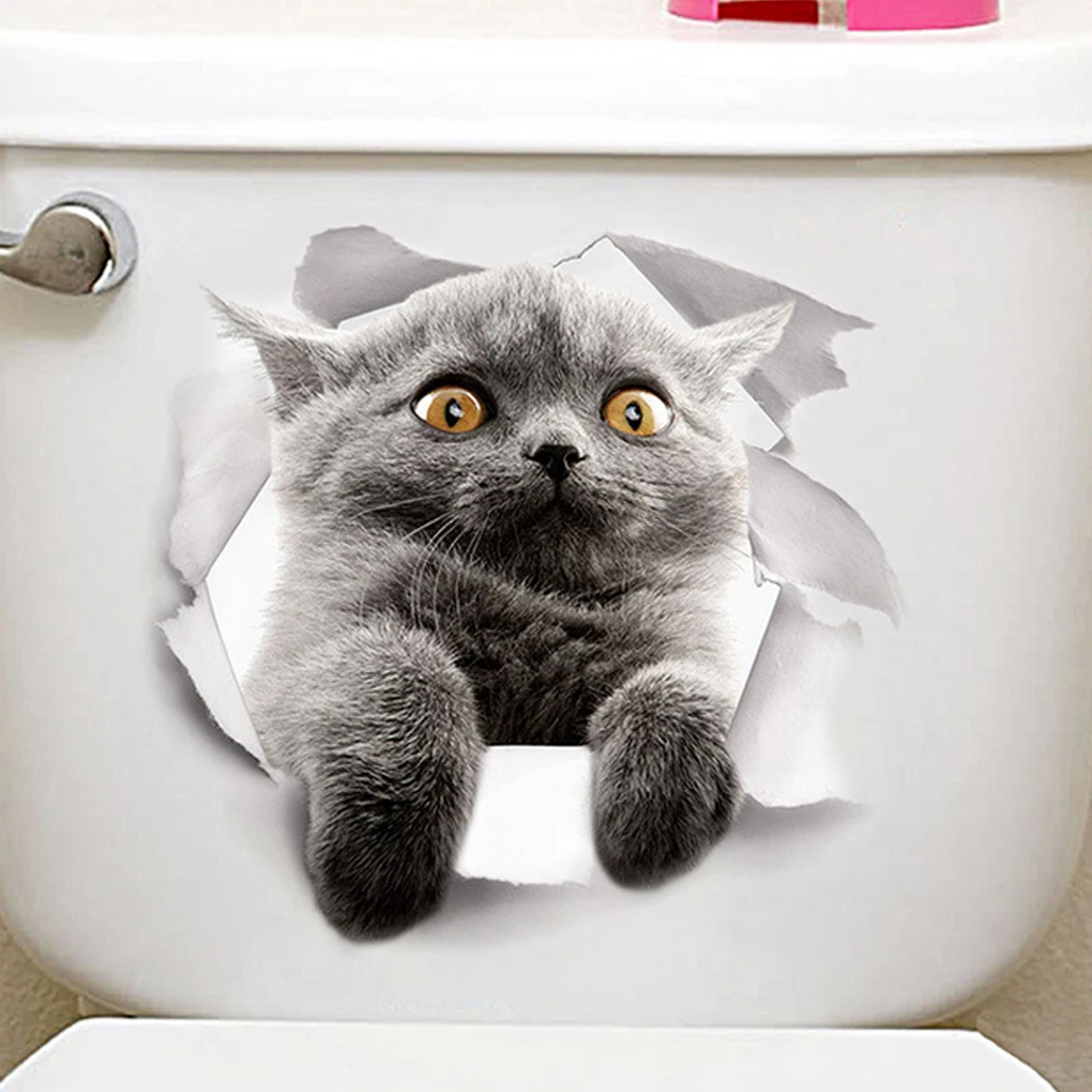 Горячая 3D милая детская спальня настенный котенок наклейка на крышку унитаза Deocration кошка мультфильм холодильник наклейка настенные картинки для гостиной