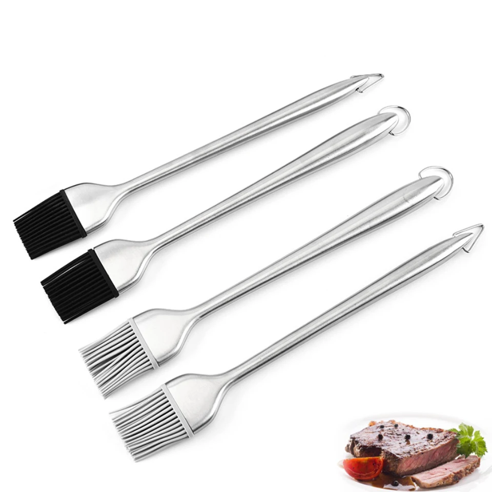 Barbecue Brush With Stainless Steel Hollow Handle Creative BBQ Oil Brush Barbecue Tool Silicone Sweeper