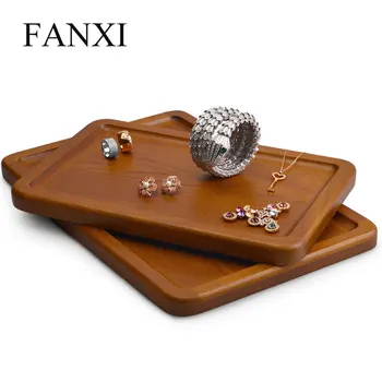 

Fanxi Jewelry Display Tray Solid Wood Storage Tray Ring Necklace Bracelet Display Tray Earring Organizer Plate Showcase