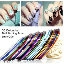 36 рулонов 20 метров/рулон лазерной ленты для ногтей для Diy Золотой Серебряный лазер 3D наклейки декоративные полоски лак для ногтей Аксессуары Инструмент