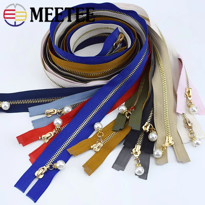 

Meetee 85cm 1/2pc 5# Metal Zipper Gold Teeth Open-end Auto-lock Zip for Down Jacket Long Coat Garment bagsSewing DIY Accessories