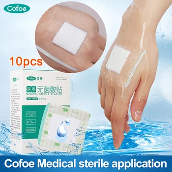 

Cofoe 10 pcs Non-woven Medical Waterproof Gauze Pad First aid Adhesive Wound Dressing Pad Plasters Sterile wound care supplies