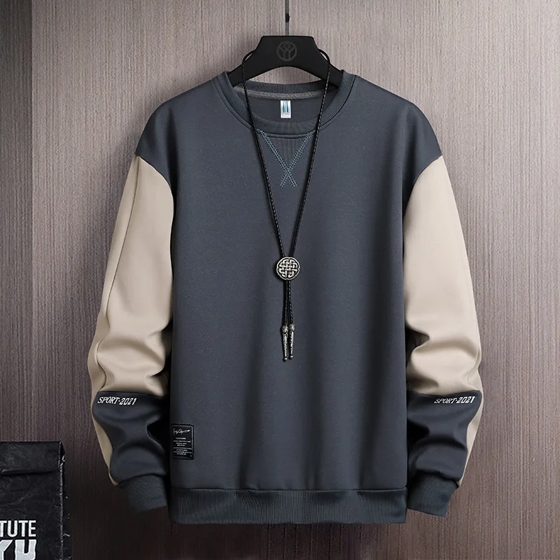 Patchwork Hoodies Sportswear Pullover Neck-Sweatshirts Spring Plus-Size 4XL Casual Hip-Hop