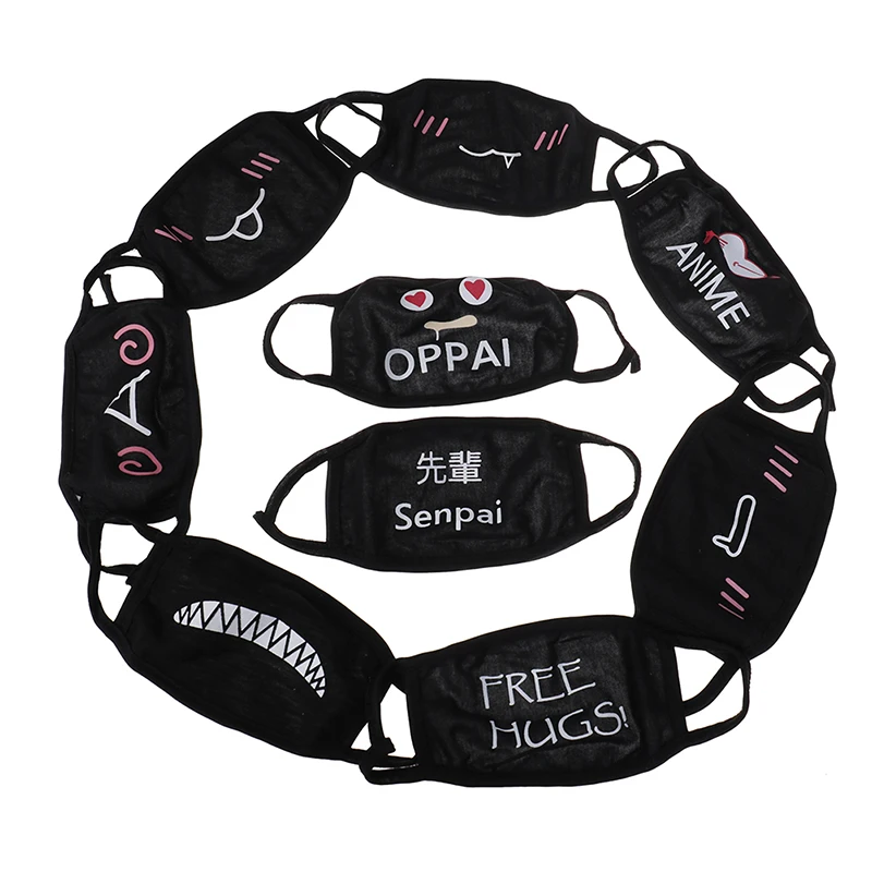 

1Pc Cartoon pattern black mouth half face anti-fog anti-dust cotton masks