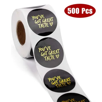 

1inch Paper 500pcs You've Got Great Taste Stickers Thank You Stickers Seal Labels Gold Business Packing Label Stationery Sticker