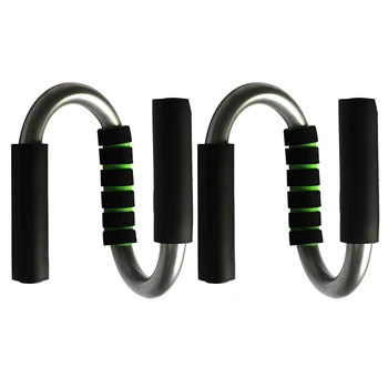 

1 Pair of S Shaped Push Up Rack Fitness Push-Ups Stand Push-up Bracket Plank Fitness Abdominal Trainer Equipment (Green Handle)