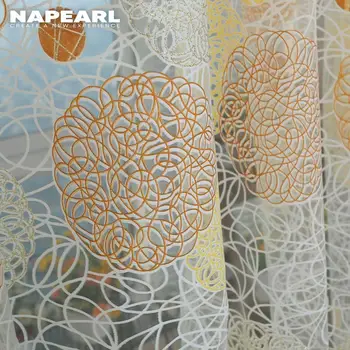 

NAPEARL Rustic Circle Design Tulle Curtains Window Screening Balcony Modern Sheer Transparent Organza Fabric Custom Living Room
