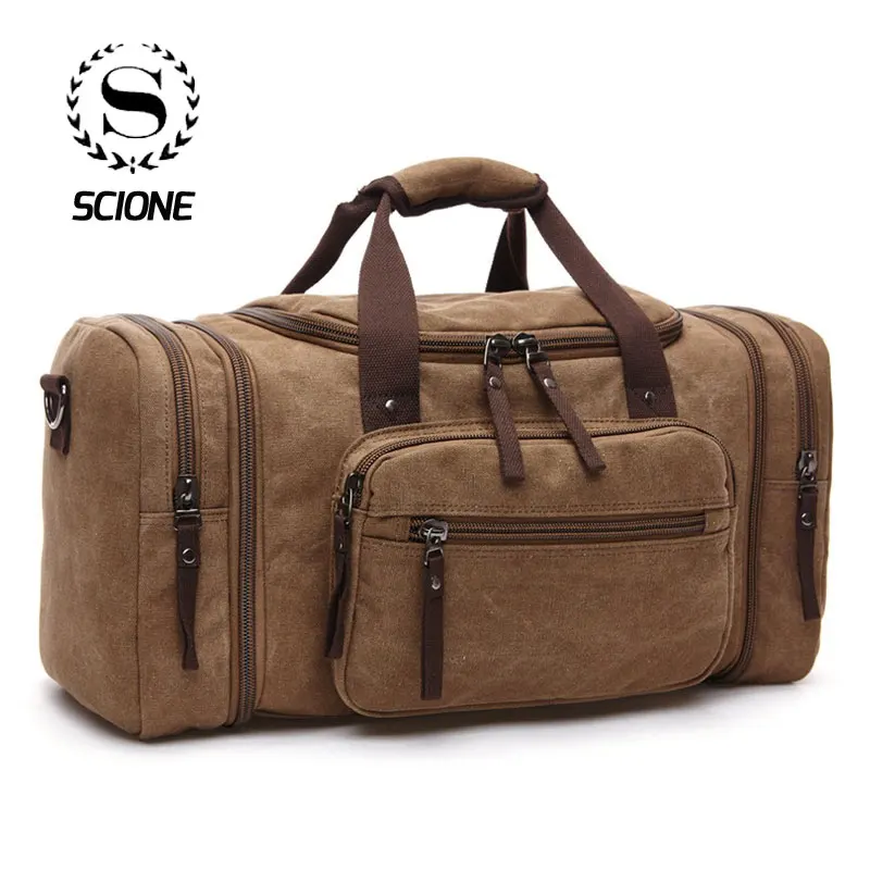 Scione Новое поступление для мужчин путешествия чемодан ручной сумки высокое качество холст вещевой плечо мода большой ёмкость ночь