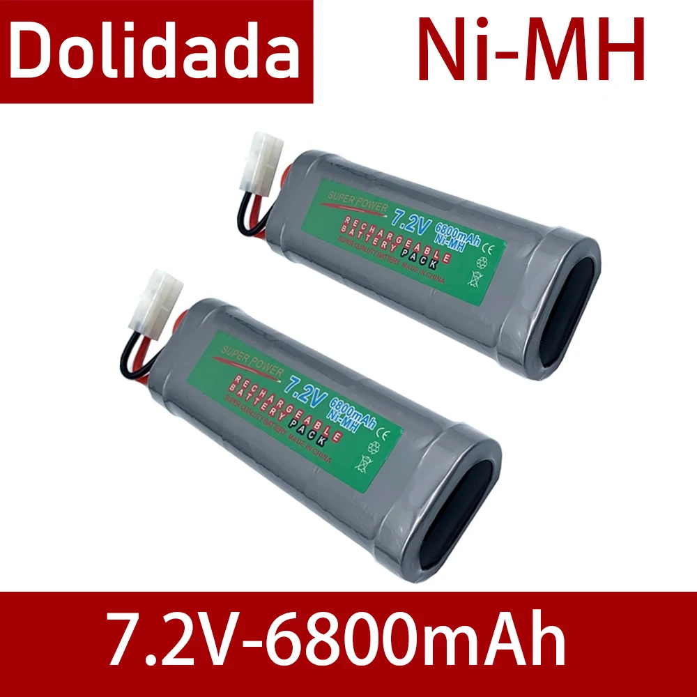 Batería de repuesto plana para coche de 100%, batería de juguete de 6800mah, 7,2 V, NIMH, helicóptero teledirigido, barco, con conector Tamil