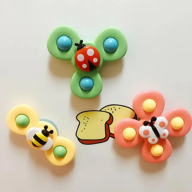 1 Set Spinning Tops Toy Lightweight Plastic Interesting Suction Cup Toy Baby Bath Toys Spin Sucker Top Spinner Toy Safe 4