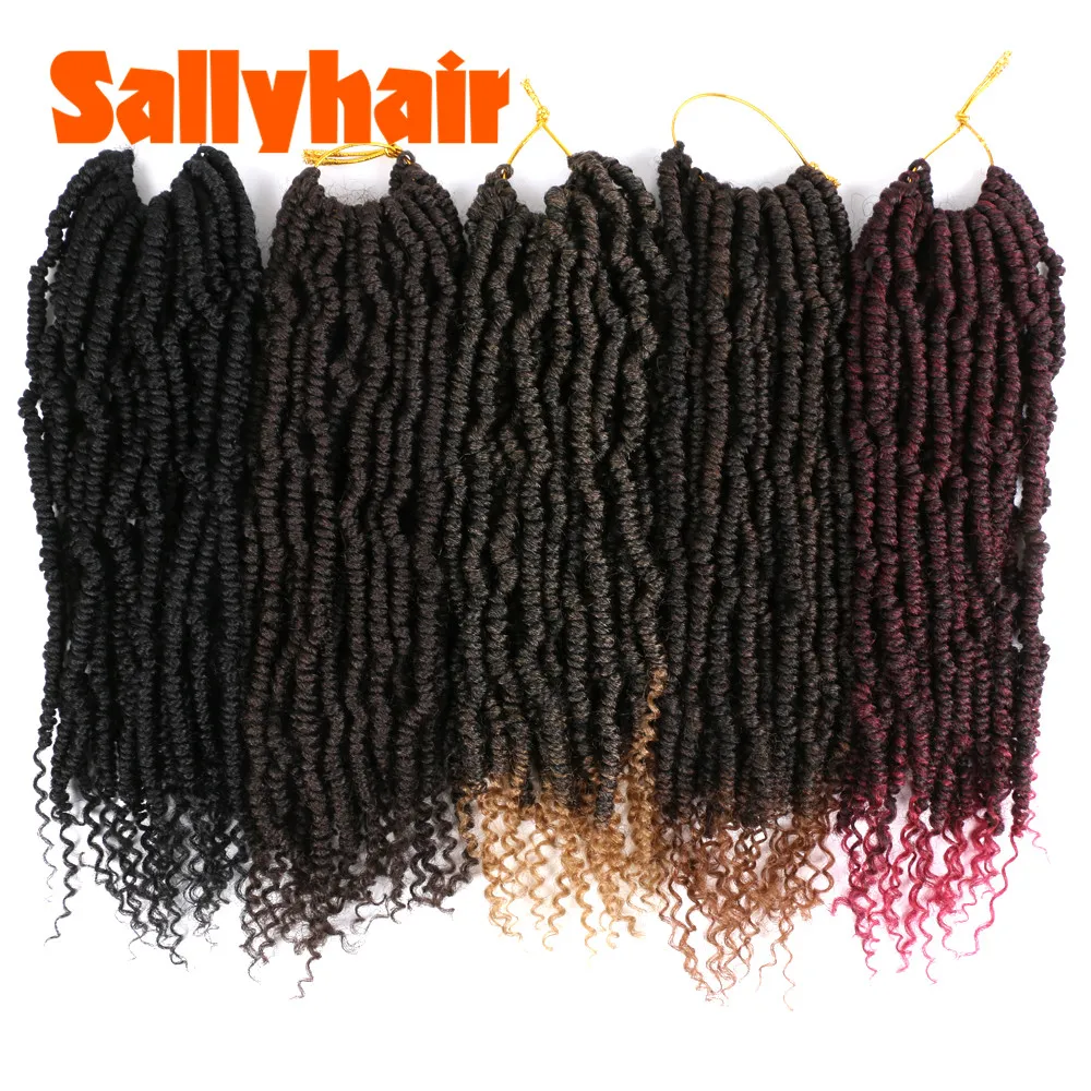 Sallyhair Bomb Twist Pre-Twist Crochet Braids Ombre Colored Nubian Passion Twists Synthetic Braiding Hair Extension Black Brown |