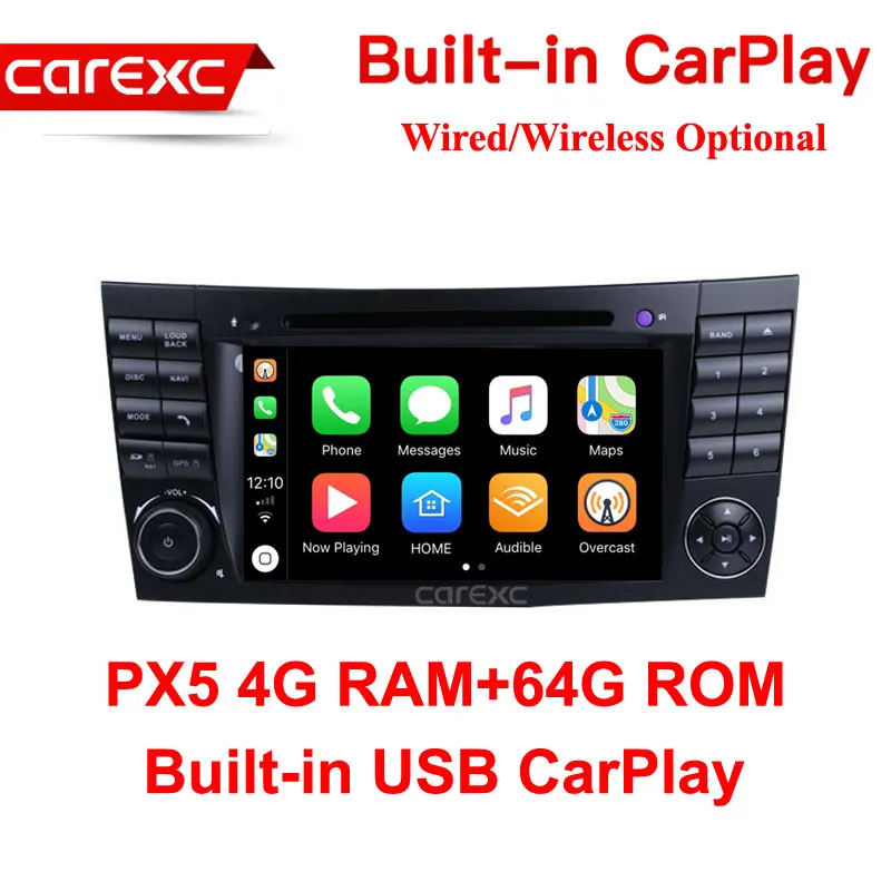 Android 9,0 радио Поддержка беспроводной CarPlay автомобильный dvd-плеер для Mercedes Benz E-Class W211 E200 E220 E240 E270 E280 2002-2008 W219 - Цвет: PX5 64G ROM