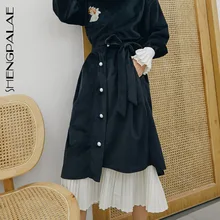 SHENGPALAE, новинка, модная Осенняя юбка для женщин, тонкая бархатная плиссированная юбка, Женская свободная повседневная юбка A207