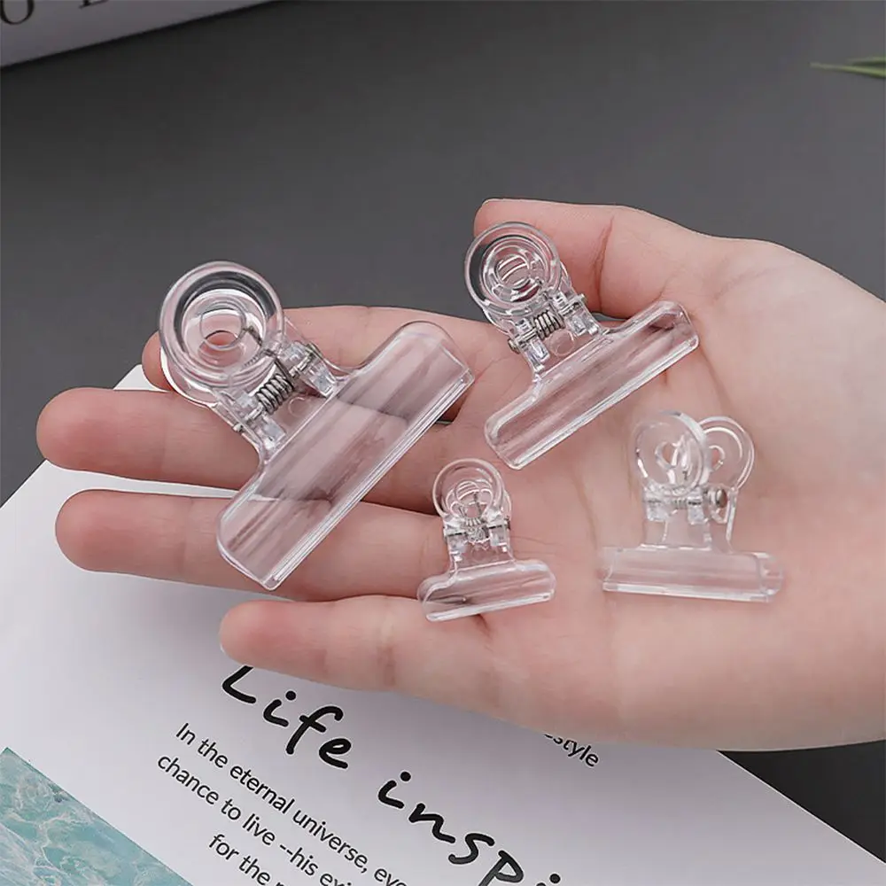 Transparent Acrylic Long Tail Paper Clips 22/31/38/50mm Metal Plating Photo Clear Dovetail Food Bag Sealing