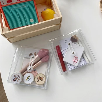 

Portable Transparent PVC Pencil Pen Case Cosmetic Makeup Coin Pouch Bag Purse