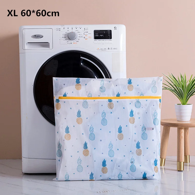 XL 60-60cm Новое поступление, сетчатая сумка на молнии, большие тканевые органайзеры, нижнее белье, бюстгальтер, мешки для стирки, с принтом ананаса, мешочки для стирки нижнего белья - Цвет: XL 60-60cm
