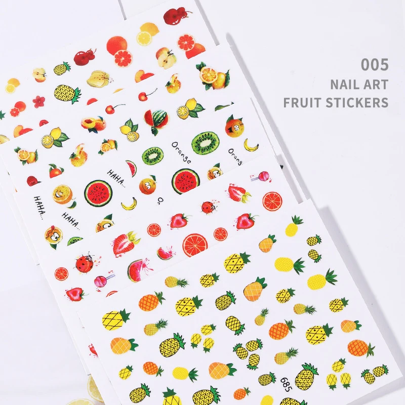 

1pc Nail Decal Sticker Fruit Pineapple Watermelon Lemon Pattern Nail Sticker Manicure Nail Art Nail Art Decoration Easy To Apply