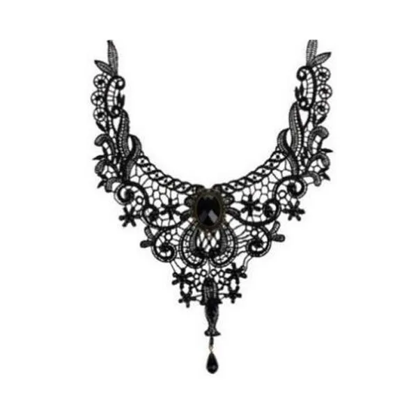 Новые Collares сексуальные Чокеры в готическом стиле кристально черное кружевное ожерелье, колье винтажное викторианское женское чокер стимпанк ювелирные изделия
