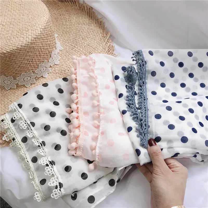 

bufandas invierno mujer accesorios mujer birthday gifts mori girls autumn Japanese style fresh long dot hijab scarf pashmina
