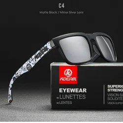 KDEAM Unisex Polarized Mirrored Sunglasses - Stylish Color Blocking Square Shades with Protective Case (C4 Mirror Silver)