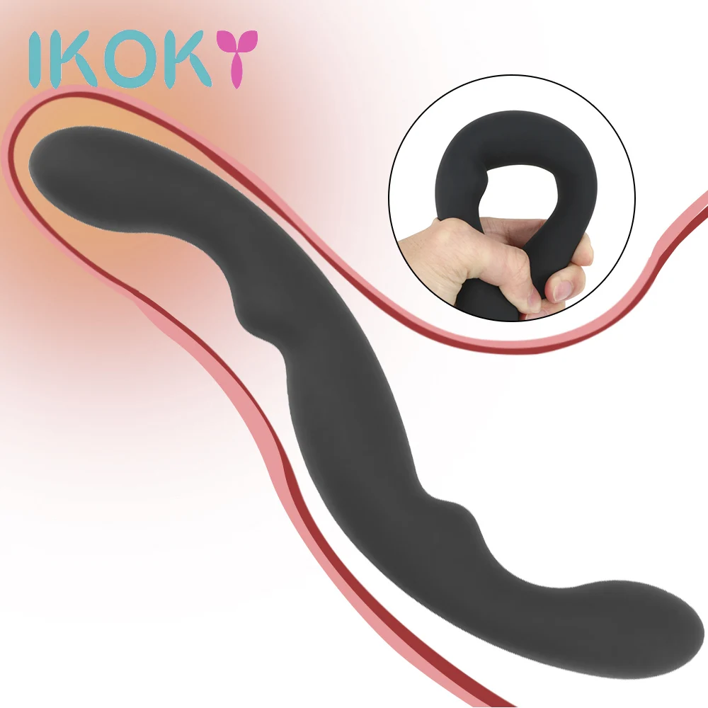 IKOKY Anal Butt Plug Double Ended Dildo Silicone Massager Stick Penis Wand Adult Game Sex Toys for Lesbian | Красота и здоровье
