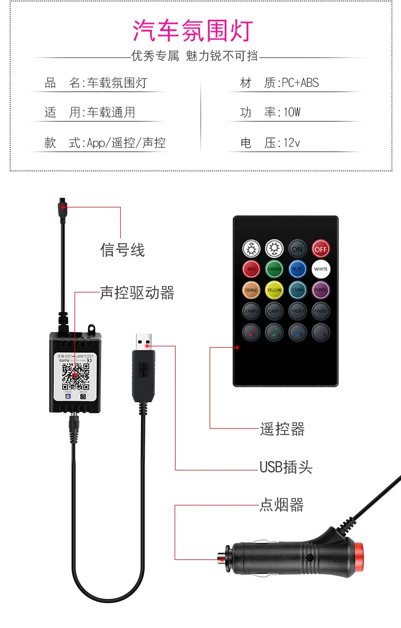 4 шт. автомобильные RGB Светодиодные полосы света атмосферные лампы приложение программа дистанционное управление Голосовое управление интерьер автомобиля декоративный Light12V