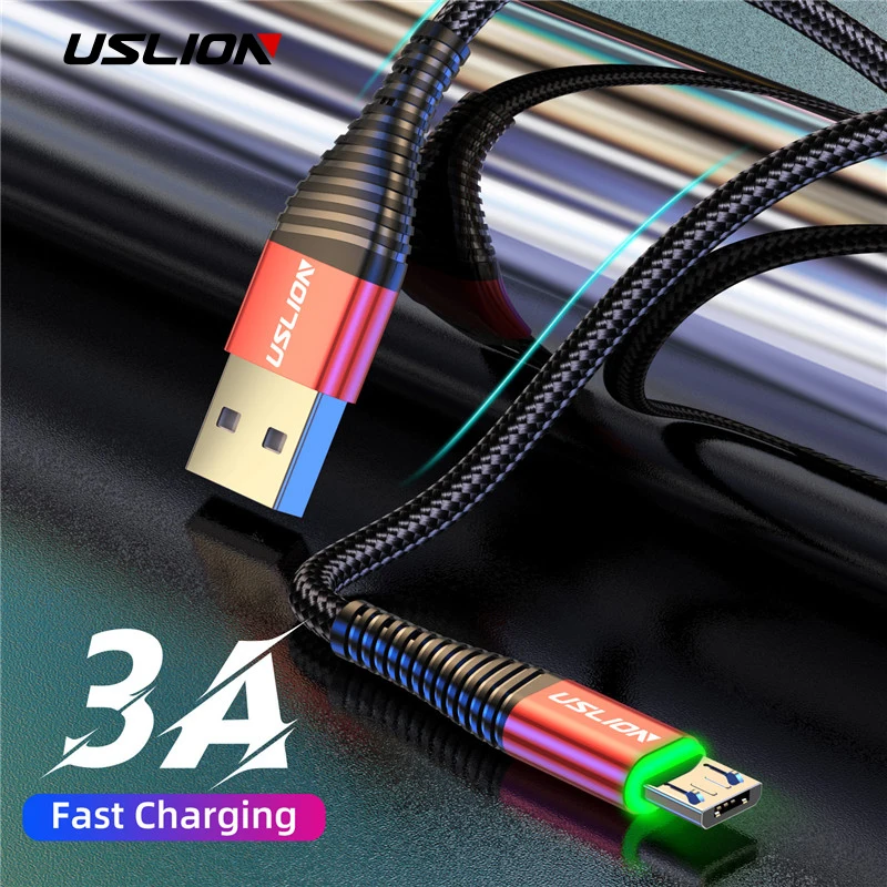 USLION 3A LED Micro USB Cable Fast Charging Micro usb Charger Support Data Transmission For Samsung Cord Android Mobile Phone USLION 3A LED Micro USB Cable Fast Charging Micro usb Charger Support Data Transmission For Samsung Cord Android Mobile Phone